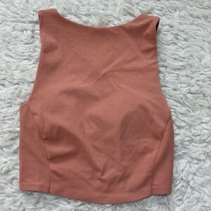 Rhone Zen Tank Top Pink Ribbed Cross Back Activewear XS